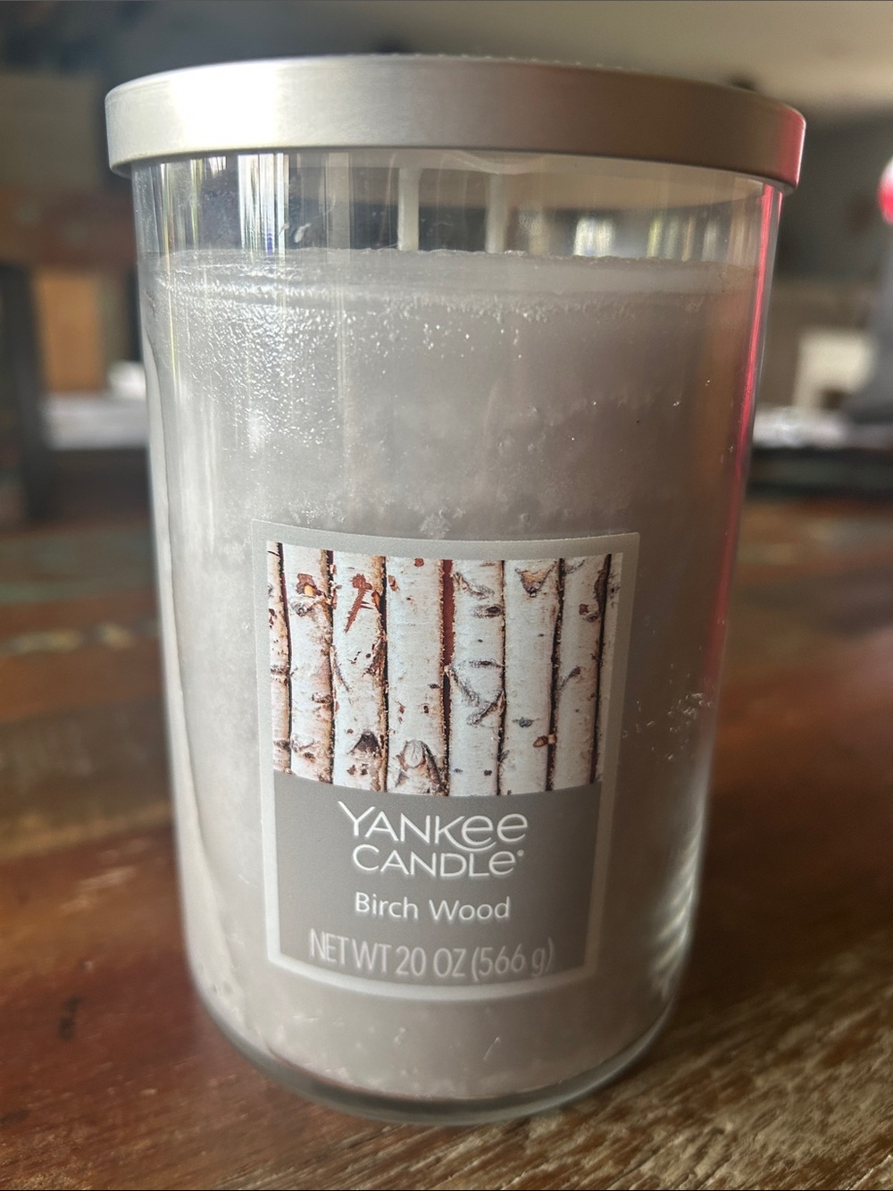 Yankee Candle Birch Wood Large Jar Candle - Silver Gray 2 wick.